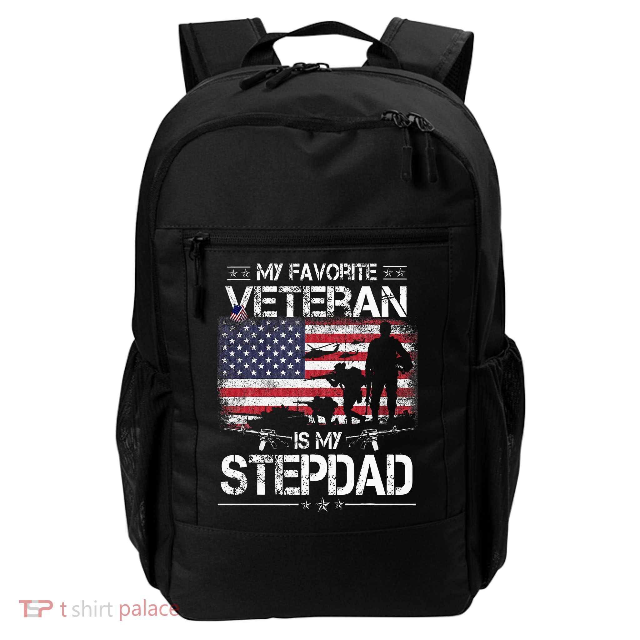 My Favorite Veteran Is My Stepdad Flag Father Veterans Day Backpack