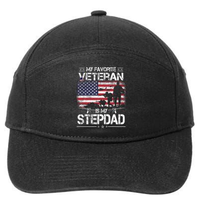 My Favorite Veteran Is My Stepdad Flag Father Veterans Day 7-Panel Snapback Hat
