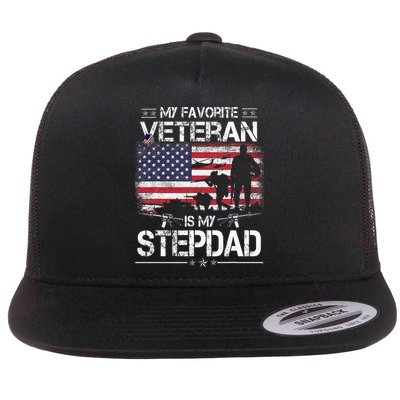 My Favorite Veteran Is My Stepdad Flag Father Veterans Day Flatbill Hat