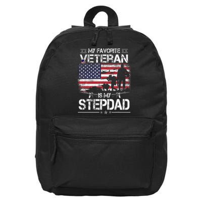 My Favorite Veteran Is My Stepdad Flag Father Veterans Day 16 in Basic Backpack