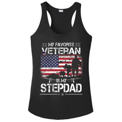My Favorite Veteran Is My Stepdad Flag Father Veterans Day Ladies PosiCharge Competitor Racerback Tank