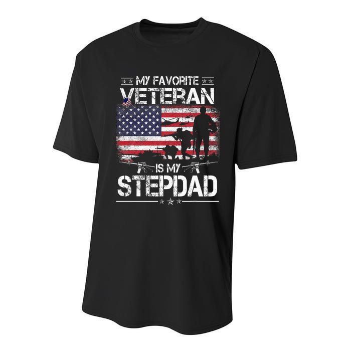 My Favorite Veteran Is My Stepdad Flag Father Veterans Day Youth Performance Sprint T-Shirt