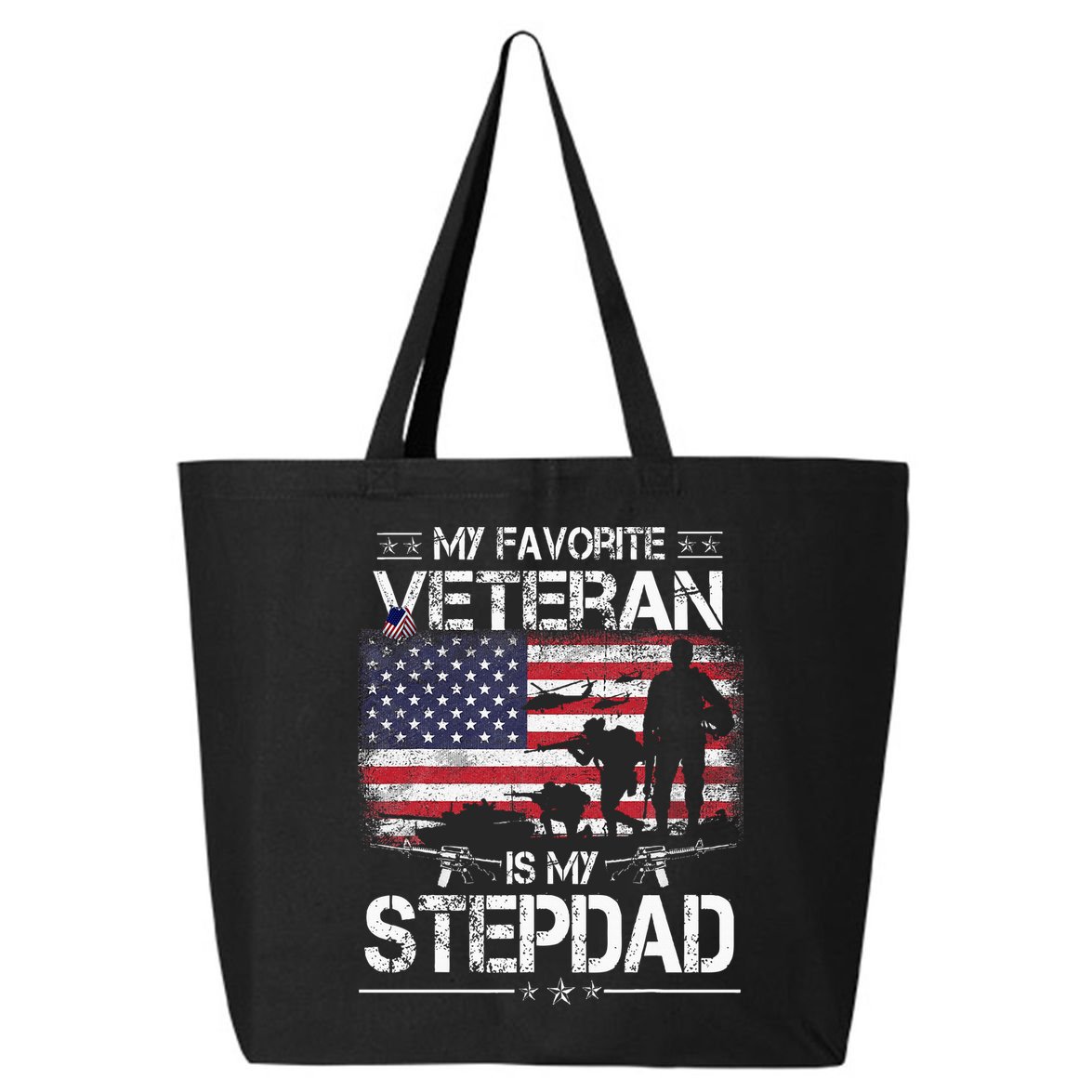 My Favorite Veteran Is My Stepdad Flag Father Veterans Day 25L Jumbo Tote