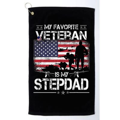 My Favorite Veteran Is My Stepdad Flag Father Veterans Day Golf Towel
