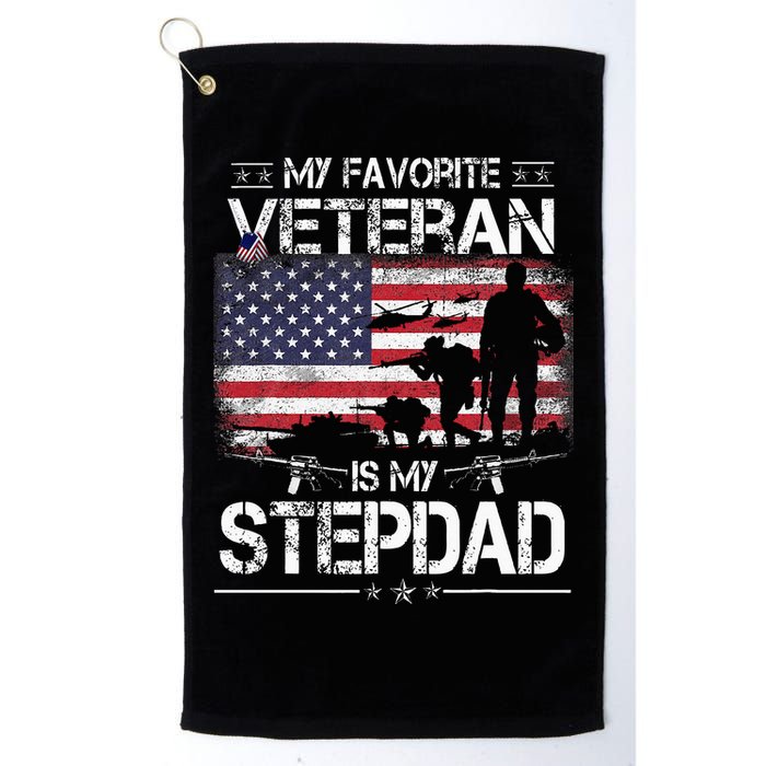 My Favorite Veteran Is My Stepdad Flag Father Veterans Day Golf Towel