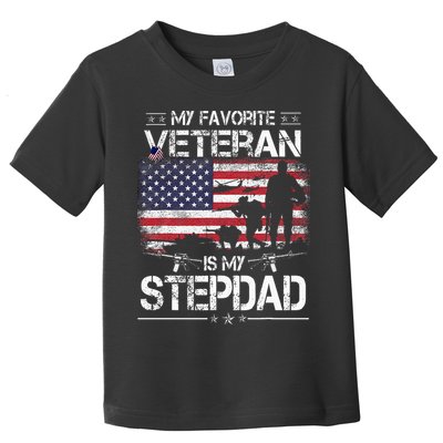 My Favorite Veteran Is My Stepdad Flag Father Veterans Day Toddler T-Shirt