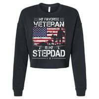 My Favorite Veteran Is My Stepdad Flag Father Veterans Day Cropped Pullover Crew