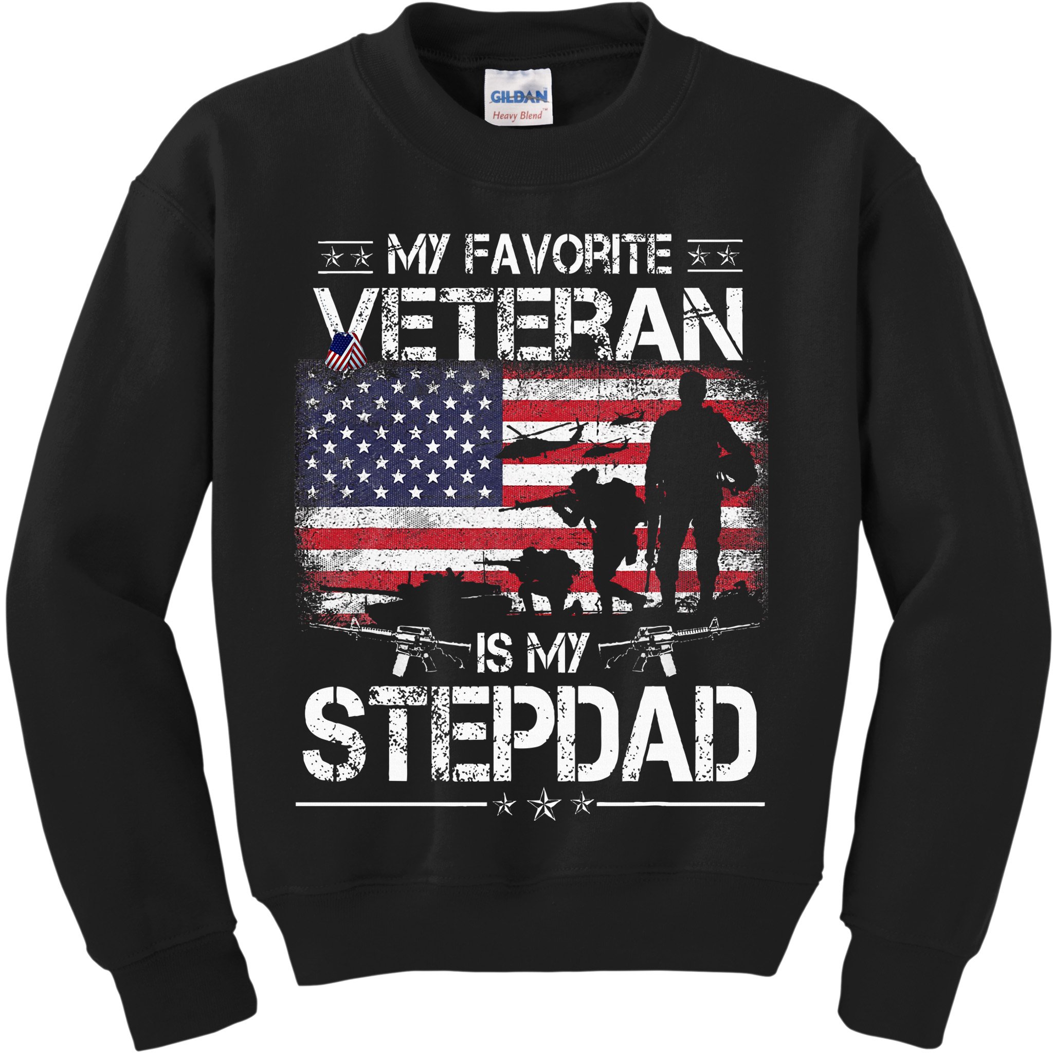 My Favorite Veteran Is My Stepdad Flag Father Veterans Day Kids Sweatshirt
