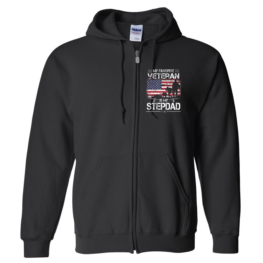 My Favorite Veteran Is My Stepdad Flag Father Veterans Day Full Zip Hoodie