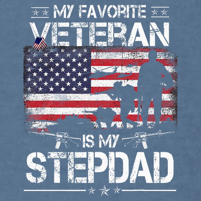 My Favorite Veteran Is My Stepdad Flag Father Veterans Day Garment-Dyed Sweatshirt