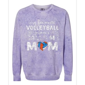 My Favorite volleyball Player Calls Me Mom Funny Mom fan Colorblast Crewneck Sweatshirt