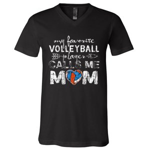 My Favorite volleyball Player Calls Me Mom Funny Mom fan V-Neck T-Shirt