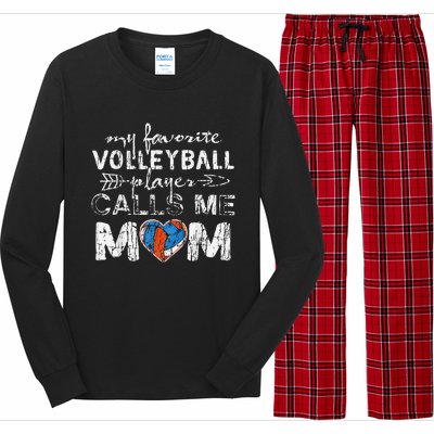 My Favorite volleyball Player Calls Me Mom Funny Mom fan Long Sleeve Pajama Set