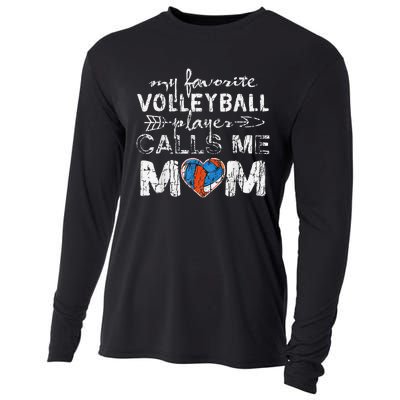 My Favorite volleyball Player Calls Me Mom Funny Mom fan Cooling Performance Long Sleeve Crew