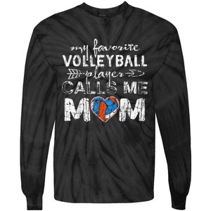 My Favorite volleyball Player Calls Me Mom Funny Mom fan Tie-Dye Long Sleeve Shirt