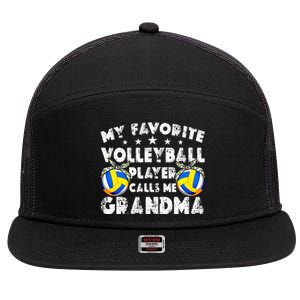 My Favorite Volleyball Player Calls Me Grandma Mother's Day 7 Panel Mesh Trucker Snapback Hat