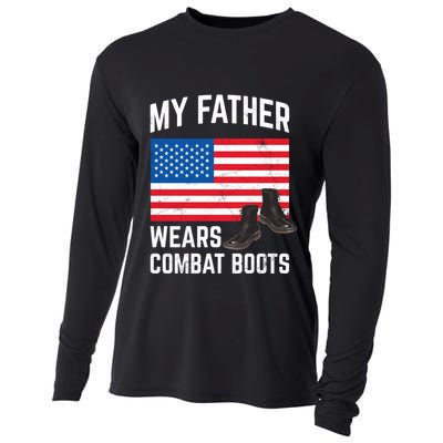 My Father Wears Combat Boots For Soldier Support Cute Gift Cooling Performance Long Sleeve Crew