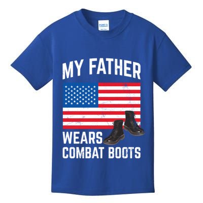 My Father Wears Combat Boots For Soldier Support Cute Gift Kids T-Shirt