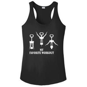 My Favorite Workout Wine Corkscrew Fitness Wine Lover Ladies PosiCharge Competitor Racerback Tank