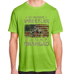 My Favorite Wrestler Calls Me Grandad FatherS Day Usa Flag Adult ChromaSoft Performance T-Shirt