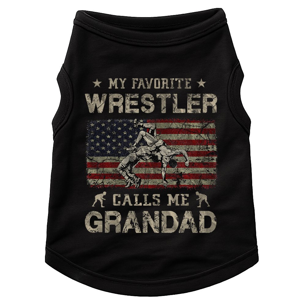 My Favorite Wrestler Calls Me Grandad FatherS Day Usa Flag Doggie Tank