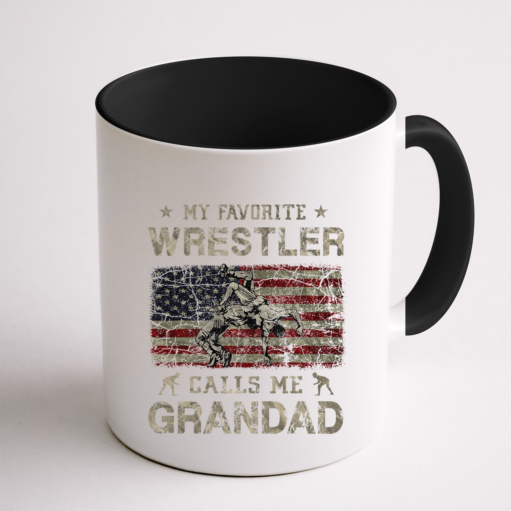 My Favorite Wrestler Calls Me Grandad FatherS Day Usa Flag Mug