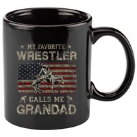 My Favorite Wrestler Calls Me Grandad FatherS Day Usa Flag 11oz C Handle Ceramic Mug