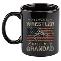 My Favorite Wrestler Calls Me Grandad FatherS Day Usa Flag 11oz C Handle Ceramic Mug