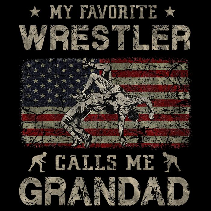 My Favorite Wrestler Calls Me Grandad FatherS Day Usa Flag Drawstring Bag