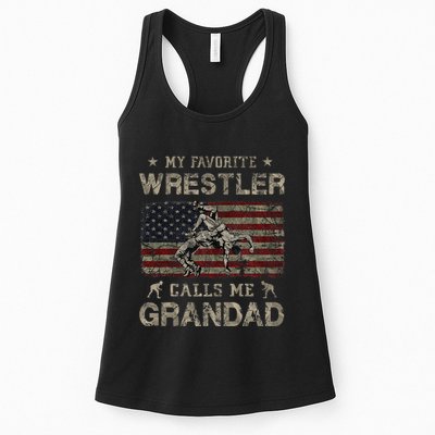 My Favorite Wrestler Calls Me Grandad FatherS Day Usa Flag Womens Tank Top