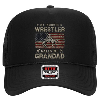 My Favorite Wrestler Calls Me Grandad FatherS Day Usa Flag Trucker Hat