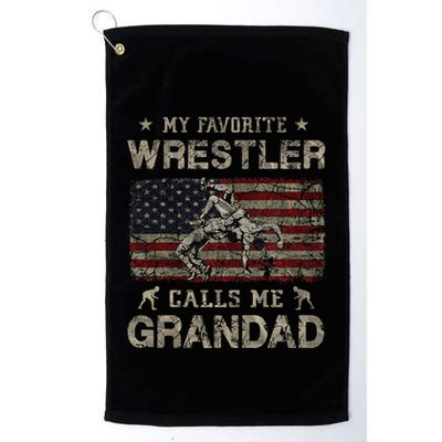My Favorite Wrestler Calls Me Grandad FatherS Day Usa Flag Golf Towel