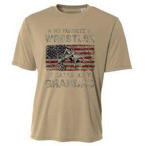 My Favorite Wrestler Calls Me Grandad FatherS Day Usa Flag Cooling Performance Crew T-Shirt