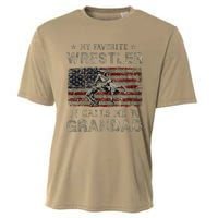 My Favorite Wrestler Calls Me Grandad FatherS Day Usa Flag Cooling Performance Crew T-Shirt