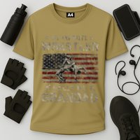 My Favorite Wrestler Calls Me Grandad FatherS Day Usa Flag Cooling Performance Crew T-Shirt