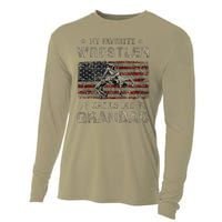 My Favorite Wrestler Calls Me Grandad FatherS Day Usa Flag Cooling Performance Long Sleeve Crew