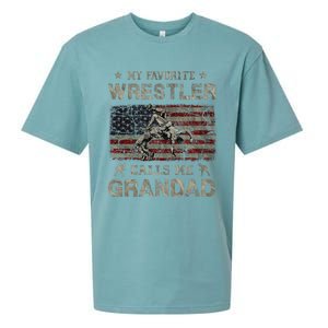 My Favorite Wrestler Calls Me Grandad FatherS Day Usa Flag Sueded Cloud Jersey T-Shirt