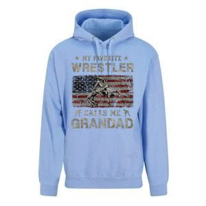 My Favorite Wrestler Calls Me Grandad FatherS Day Usa Flag Unisex Surf Hoodie