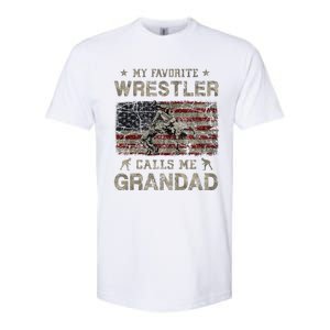 My Favorite Wrestler Calls Me Grandad FatherS Day Usa Flag Softstyle CVC T-Shirt