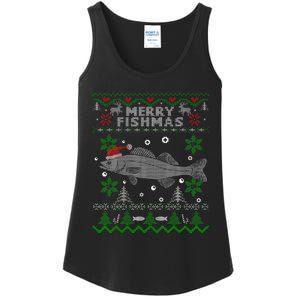 Merry Fishmas Walleye Fisherman Gift Fishing Ugly Christmas Ladies Essential Tank