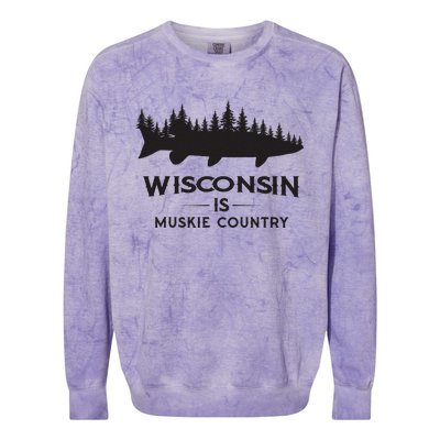 Musky Fishing Wisconsin Is Muskie Country Colorblast Crewneck Sweatshirt