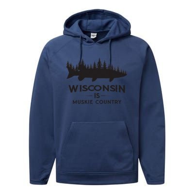 Musky Fishing Wisconsin Is Muskie Country Performance Fleece Hoodie