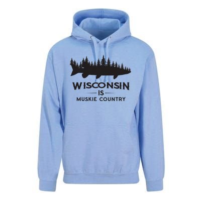 Musky Fishing Wisconsin Is Muskie Country Unisex Surf Hoodie