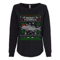 Merry Fishmas Walleye Fisherman Gift Fishing Ugly Christmas Womens California Wash Sweatshirt