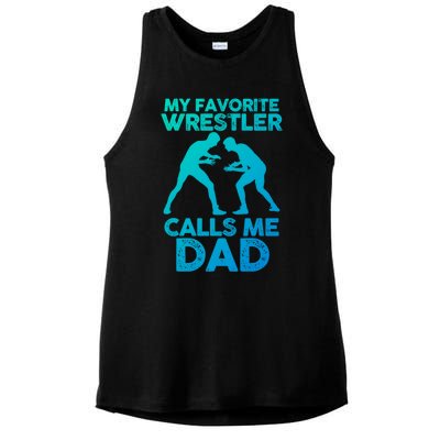 My Favorite Wrestler Calls Me Dad Great Gift Ladies PosiCharge Tri-Blend Wicking Tank