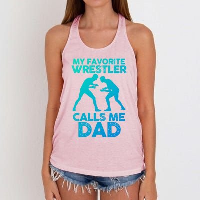 My Favorite Wrestler Calls Me Dad Great Gift Women's Knotted Racerback Tank