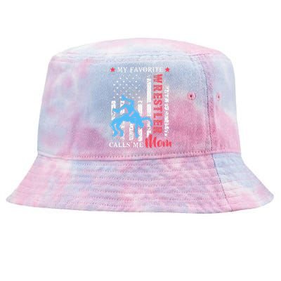 My Favorite Wrestler Calls Me Mom USA Flag Mother's day Tie-Dyed Bucket Hat