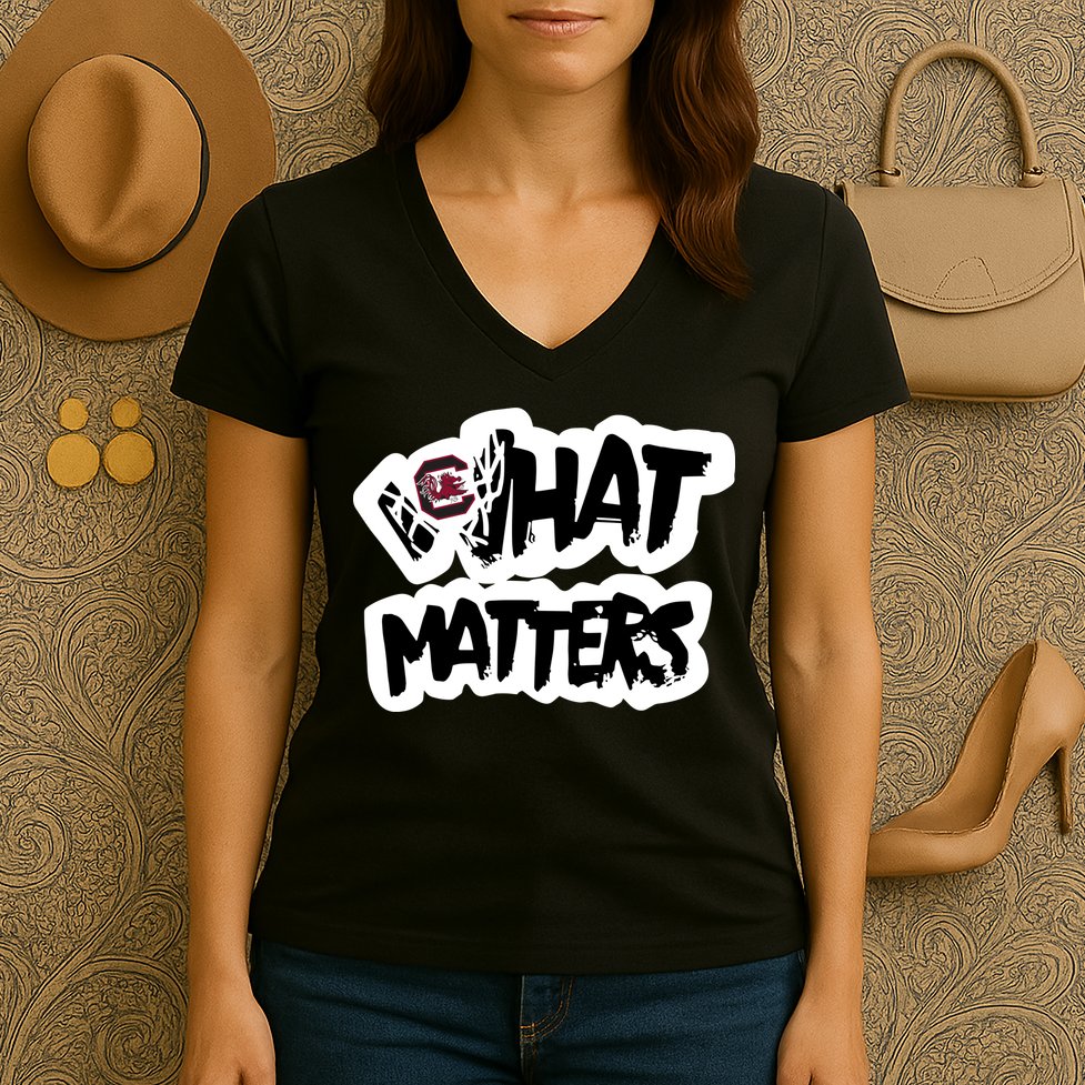 Milaysia Fulwiley Wearing South Carolina What Matters Women's V-Neck T-Shirt