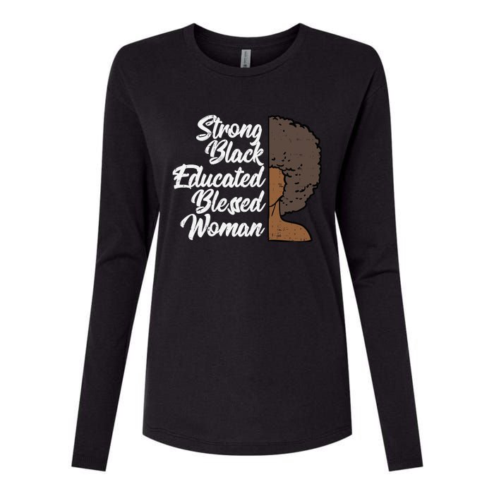 Melanins For Wo Strong Educated Blessed Black Pride Womens Cotton Relaxed Long Sleeve T-Shirt