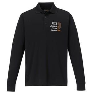 Melanins For Wo Strong Educated Blessed Black Pride Performance Long Sleeve Polo